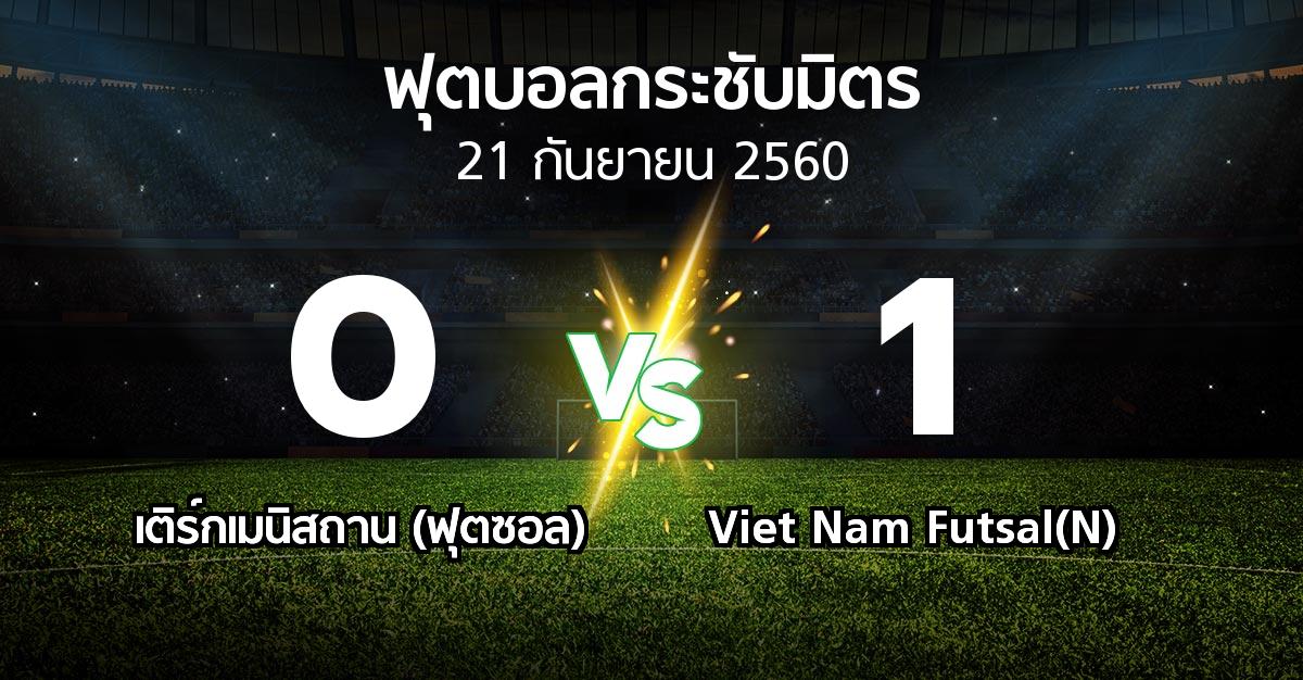 ผลบอล : เติร์กเมนิสถาน (ฟุตซอล) vs Viet Nam Futsal(N) (ฟุตบอลกระชับมิตร)