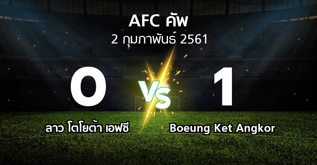 ผลบอล : ลาว โตโยต้า เอฟซี vs Boeung Ket Angkor (เอเอฟซีคัพ 2018)