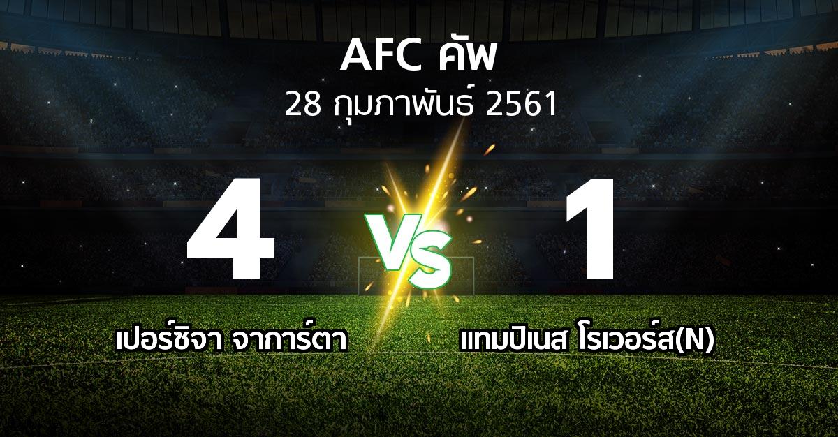 ผลบอล : เปอร์ซิจา จาการ์ตา vs แทมปิเนส โรเวอร์ส(N) (เอเอฟซีคัพ 2018)