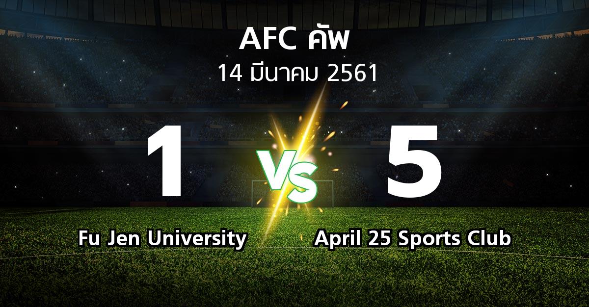 ผลบอล : Fu Jen University vs April 25 Sports Club (เอเอฟซีคัพ 2018)