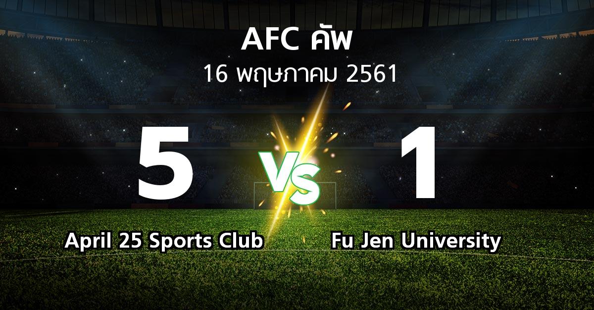 ผลบอล : April 25 Sports Club vs Fu Jen University (เอเอฟซีคัพ 2018)
