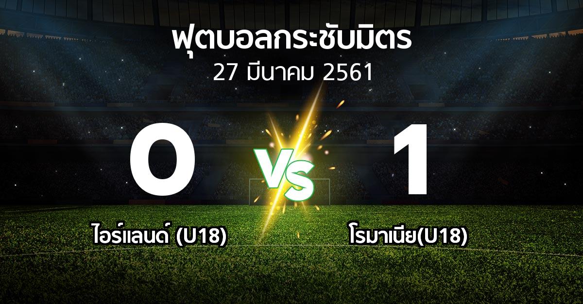 ผลบอล : ไอร์แลนด์ (U18) vs โรมาเนีย(U18) (ฟุตบอลกระชับมิตร)