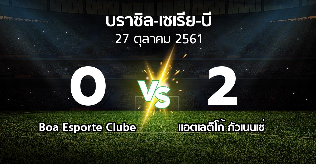 ผลบอล : Boa Esporte Clube vs แอตเลติโก้ กัวเนนเซ่ (บราซิล-เซเรีย-บี 2018)