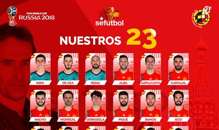 สเปน เมินสตาร์ สิงห์-ผี ! ประกาศรายชื่อ 23 แข้ง สเปน โม่แข้ง รัสเซีย 2018