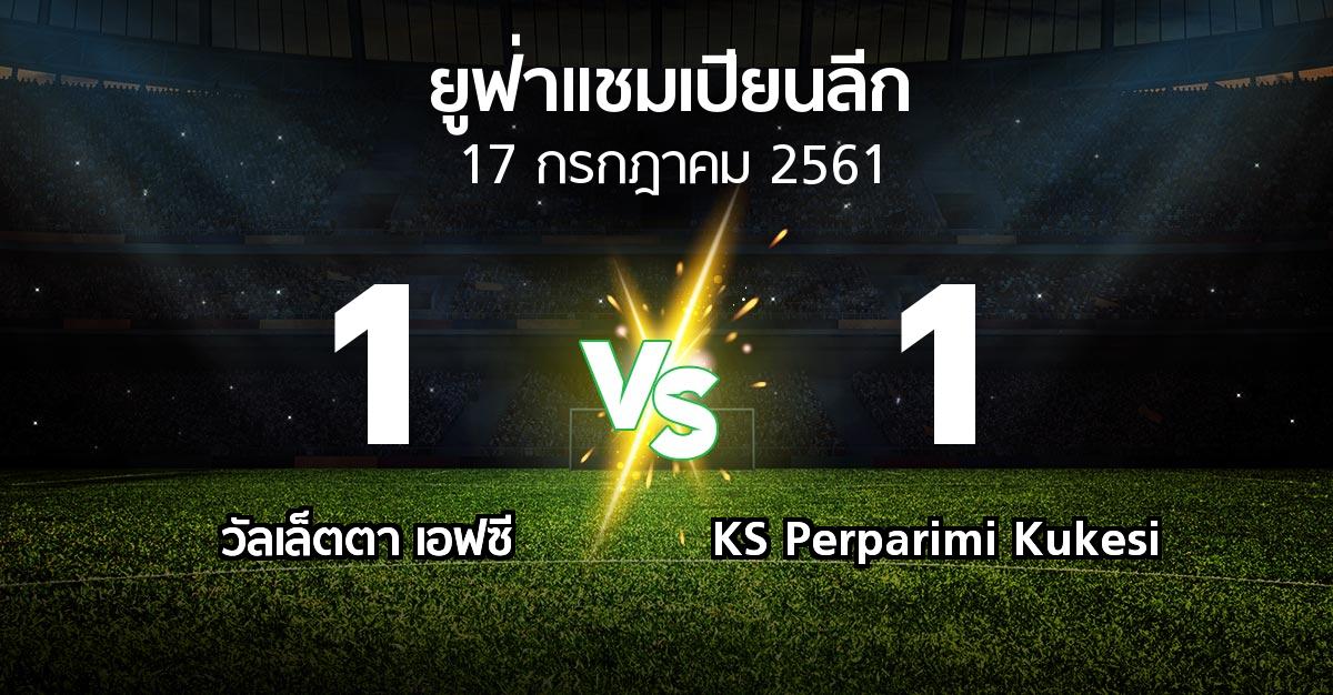 ผลบอล : วัลเล็ตตา เอฟซี vs KS Perparimi Kukesi (ยูฟ่า แชมเปียนส์ลีก 2018-2019)