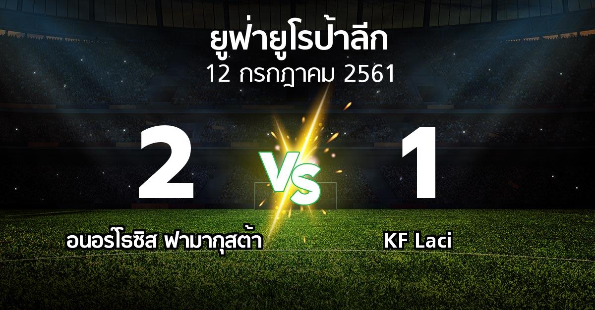 ผลบอล : อนอร์โธซิส ฟามากุสต้า vs KF Laci (ยูฟ่า ยูโรป้าลีก 2018-2019)