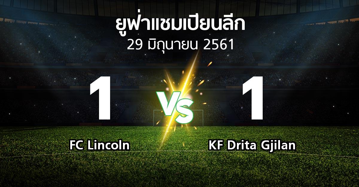 ผลบอล : FC Lincoln vs KF Drita Gjilan (ยูฟ่า แชมเปียนส์ลีก 2018-2019)