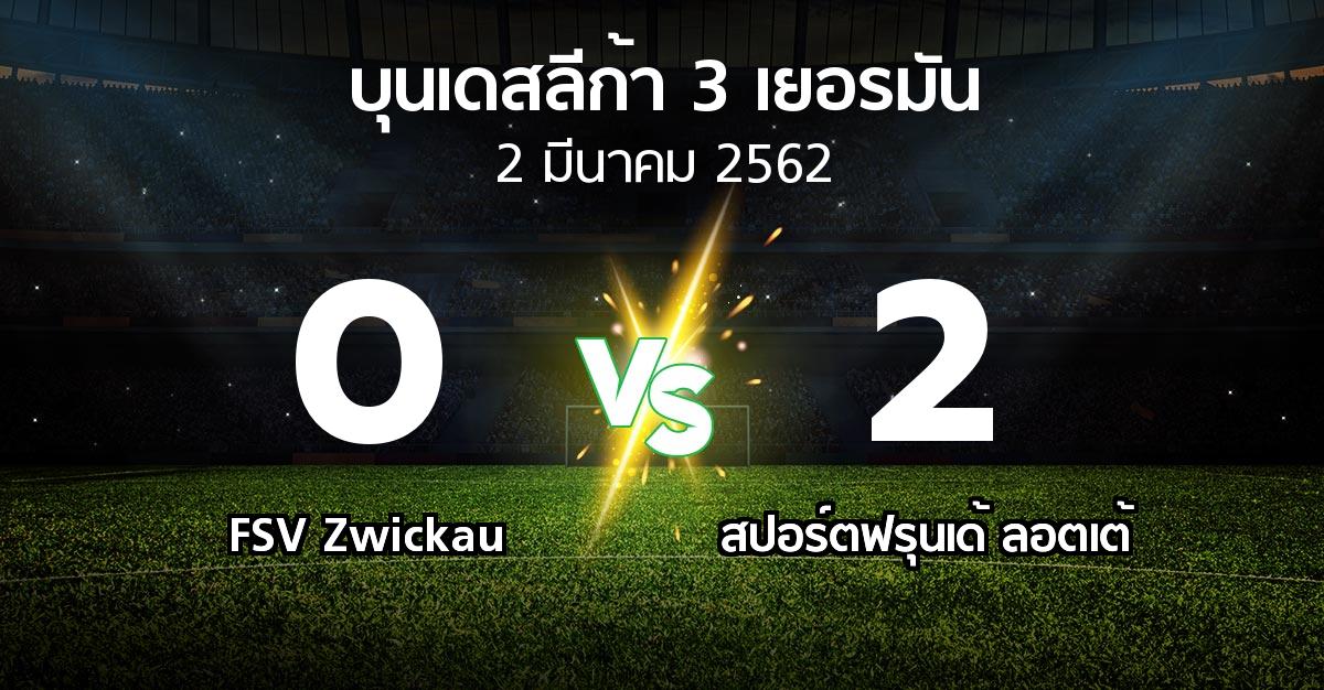 ผลบอล : FSV Zwickau vs สปอร์ตฟรุนเด้ ลอตเต้ (บุนเดสลีก้า-3-เยอรมัน 2018-2019)