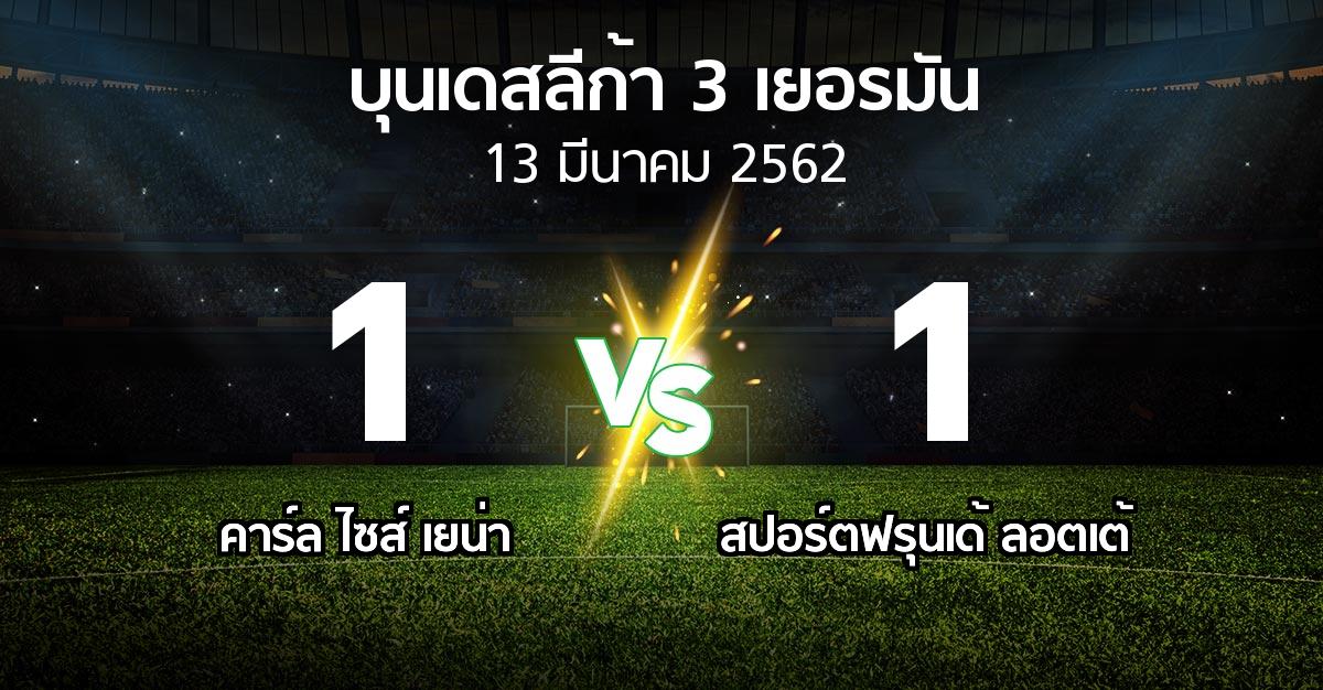 ผลบอล : คาร์ล ไซส์ เยน่า vs สปอร์ตฟรุนเด้ ลอตเต้ (บุนเดสลีก้า-3-เยอรมัน 2018-2019)