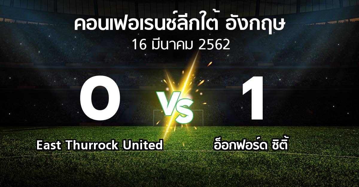 ผลบอล : East Thurrock United vs อ็อกฟอร์ด ซิติ้ (คอนเฟอเรนช์ลีกใต้อังกฤษ 2018-2019)