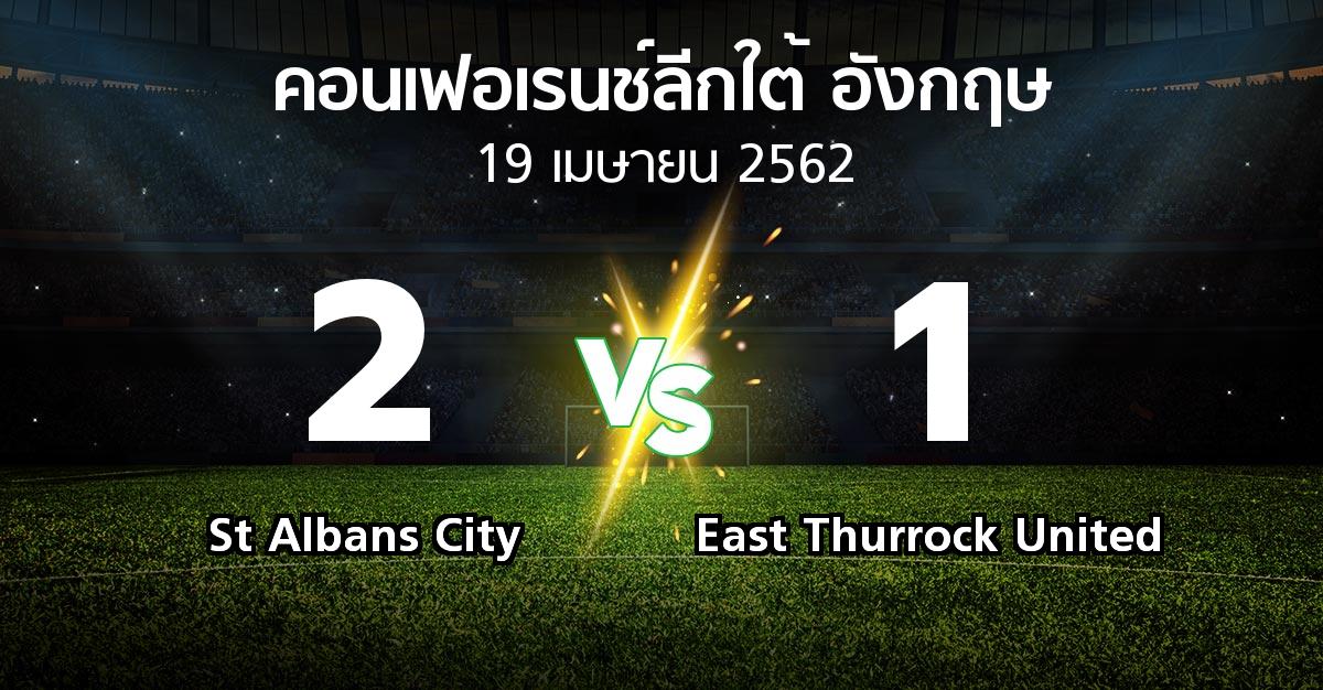 ผลบอล : St Albans City vs East Thurrock United (คอนเฟอเรนช์ลีกใต้อังกฤษ 2018-2019)