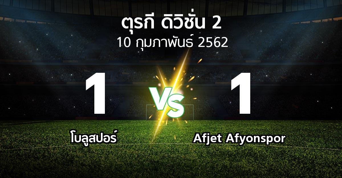 ผลบอล : โบลูสปอร์ vs Afjet Afyonspor (ตุรกี-ดิวิชั่น-2 2018-2019)