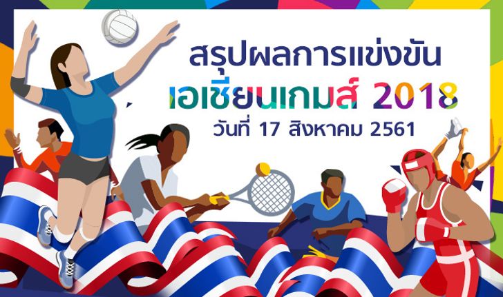 สรุปผลการแข่งขัน กีฬาเอเชียนเกมส์ 2018 ประจำวันที่ 17 สิงหาคม 2561