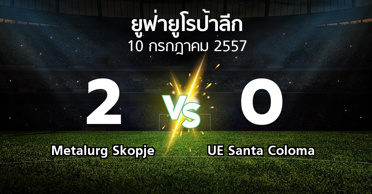 รายงานการแข่งขัน : Metalurg Skopje vs UE Santa Coloma (UEFA Europa League 2014-2015)