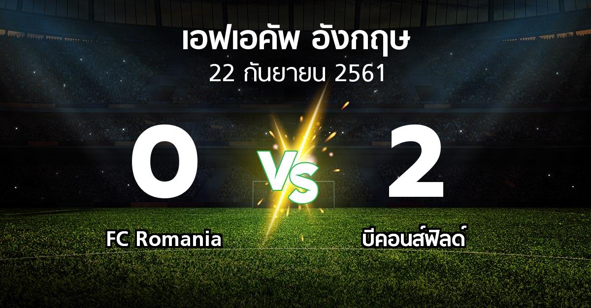 ผลบอล : FC Romania vs บีคอนส์ฟิลด์ (เอฟเอ คัพ 2018-2019)