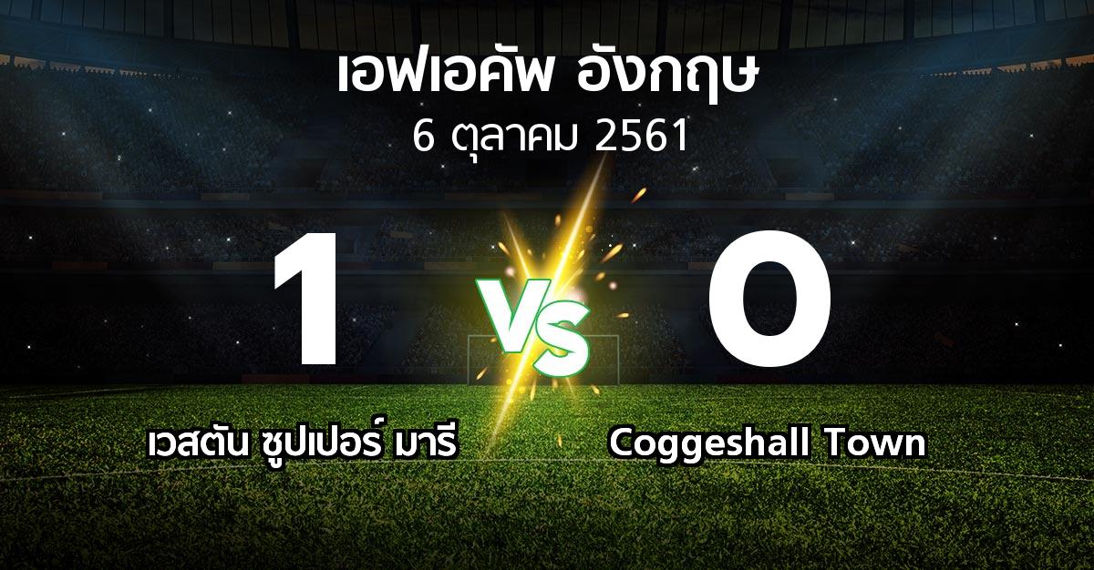 ผลบอล : เวสตัน ซูปเปอร์ มารี vs Coggeshall Town (เอฟเอ คัพ 2018-2019)