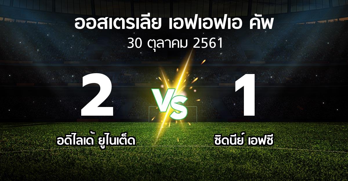 ผลบอล : อดิไลเด้ ยูไนเต็ด vs ซิดนีย์ เอฟซี (ออสเตรเลีย-เอฟเอฟเอ-คัพ 2018)