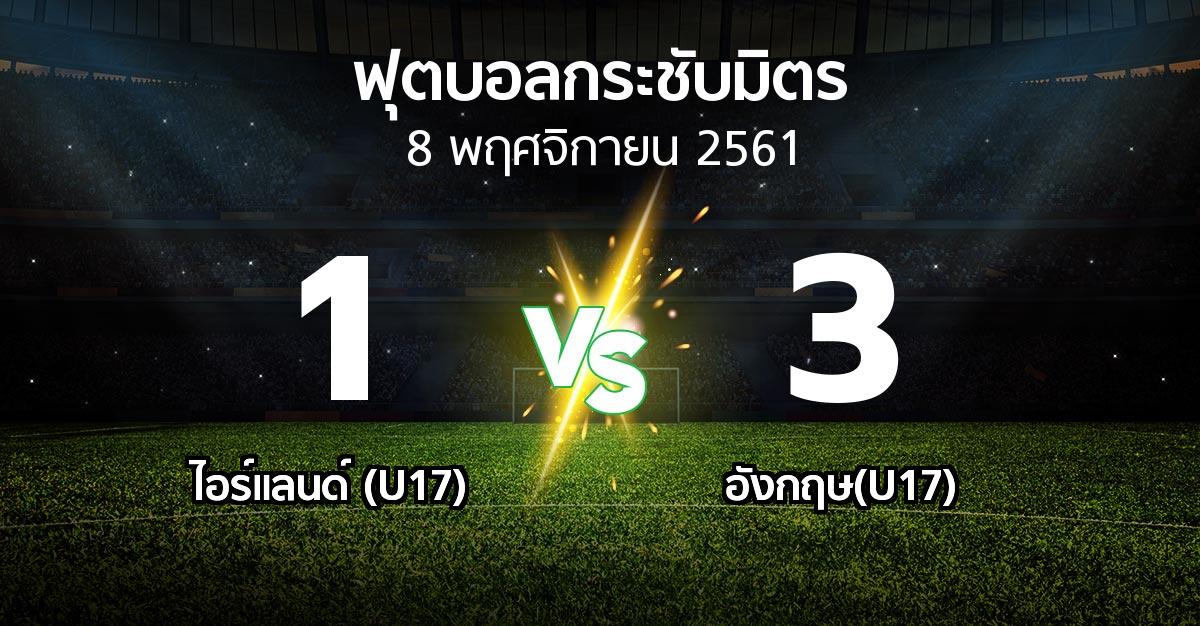 ผลบอล : ไอร์แลนด์ (U17) vs อังกฤษ(U17) (ฟุตบอลกระชับมิตร)