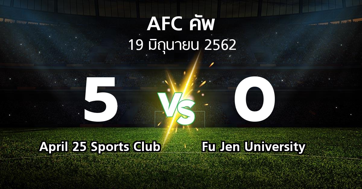 ผลบอล : April 25 Sports Club vs Fu Jen University (เอเอฟซีคัพ 2019)