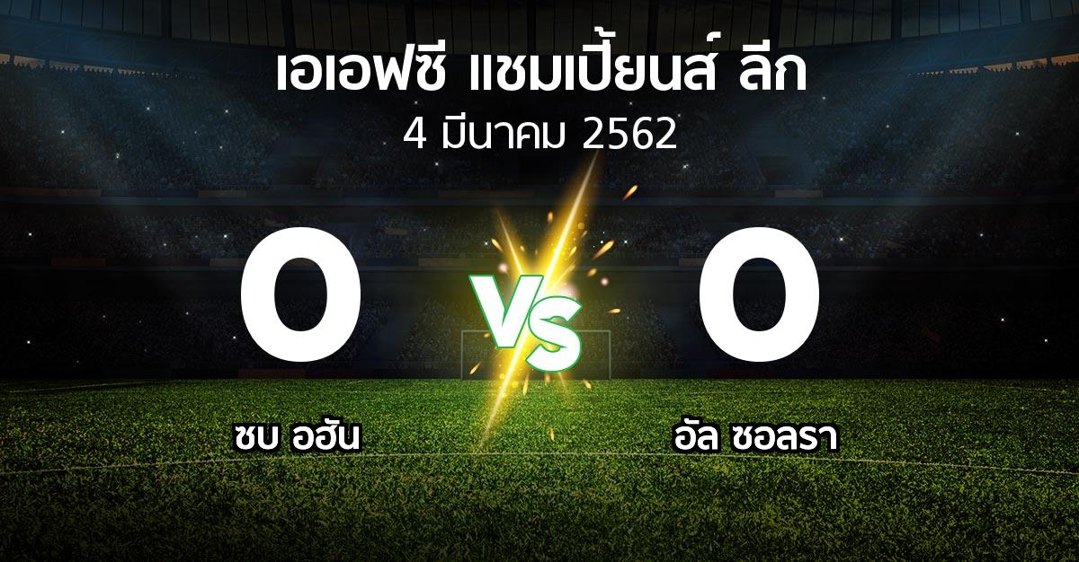 ผลบอล : ซบ อฮัน vs อัล ซอลรา (เอเอฟซีแชมเปี้ยนส์ลีก 2019)