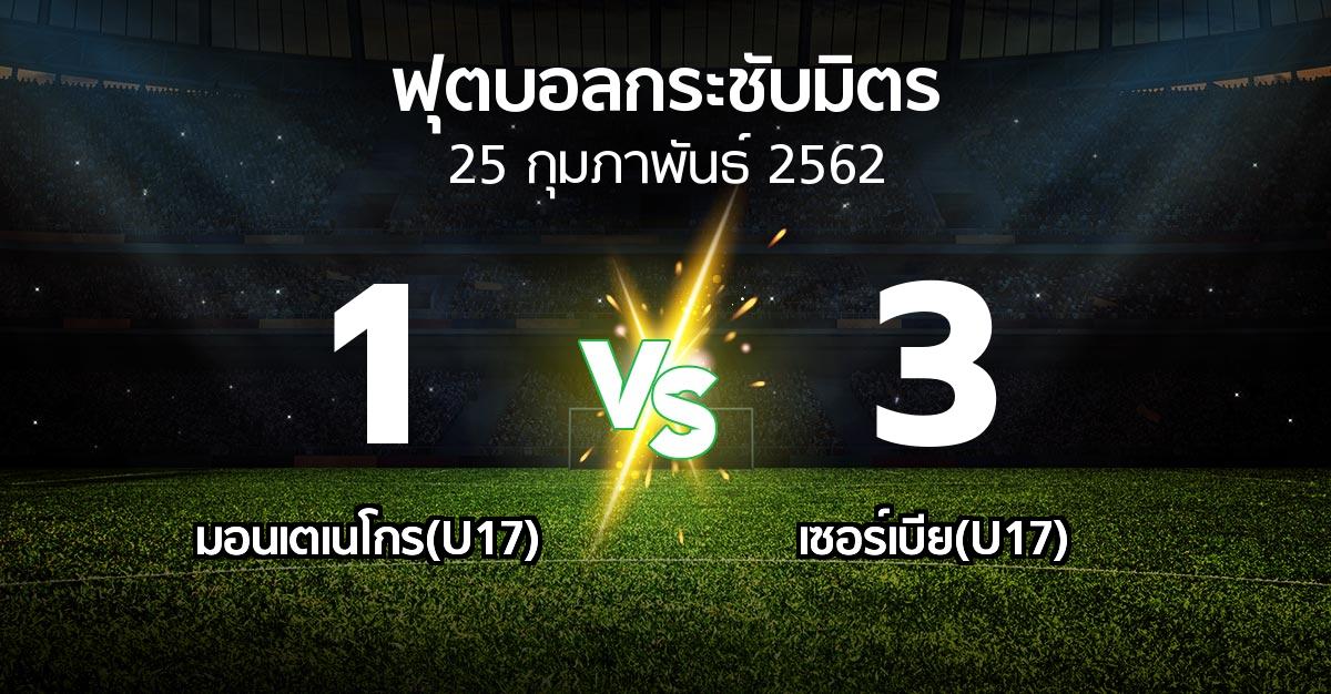 ผลบอล : มอนเตเนโกร(U17) vs เซอร์เบีย(U17) (ฟุตบอลกระชับมิตร)