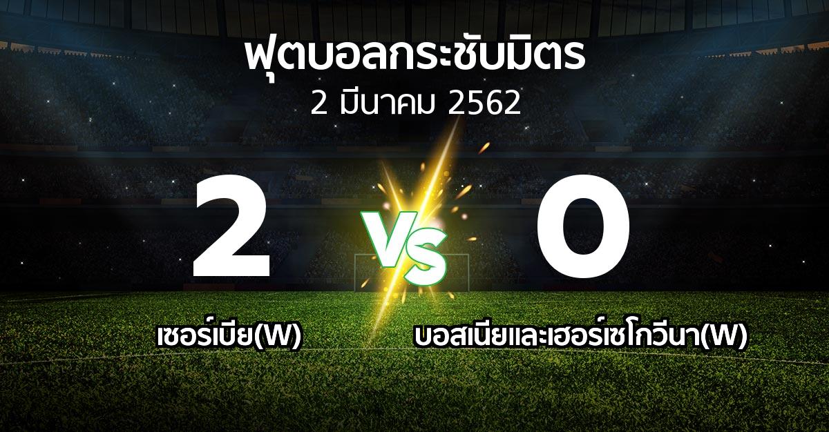 ผลบอล : เซอร์เบีย(W) vs บอสเนียและเฮอร์เซโกวีนา(W) (ฟุตบอลกระชับมิตร)