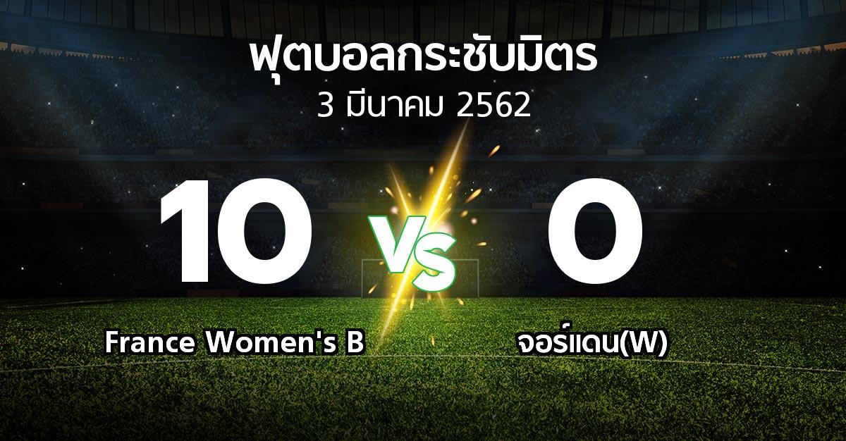 ผลบอล : France Women's B vs จอร์แดน(W) (ฟุตบอลกระชับมิตร)