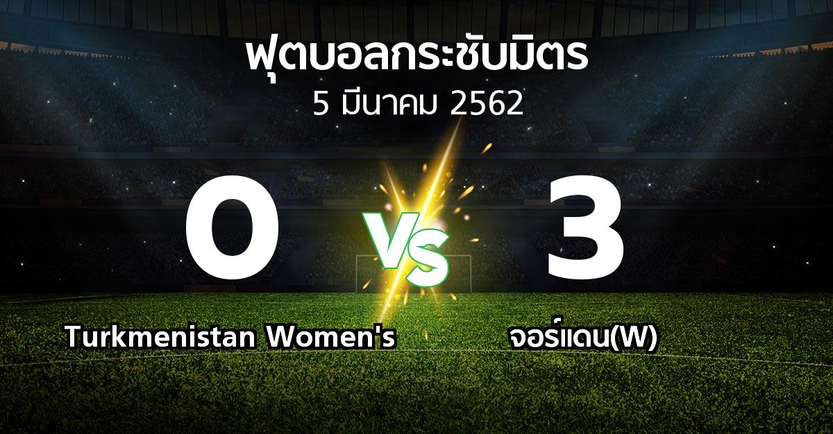 ผลบอล : Turkmenistan Women's vs จอร์แดน(W) (ฟุตบอลกระชับมิตร)