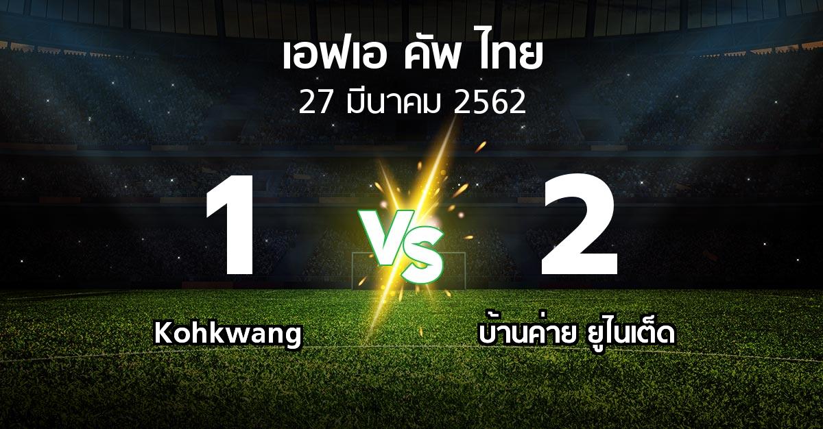 ผลบอล : Kohkwang vs บ้านค่าย ยูไนเต็ด (ไทยเอฟเอคัพ 2019)