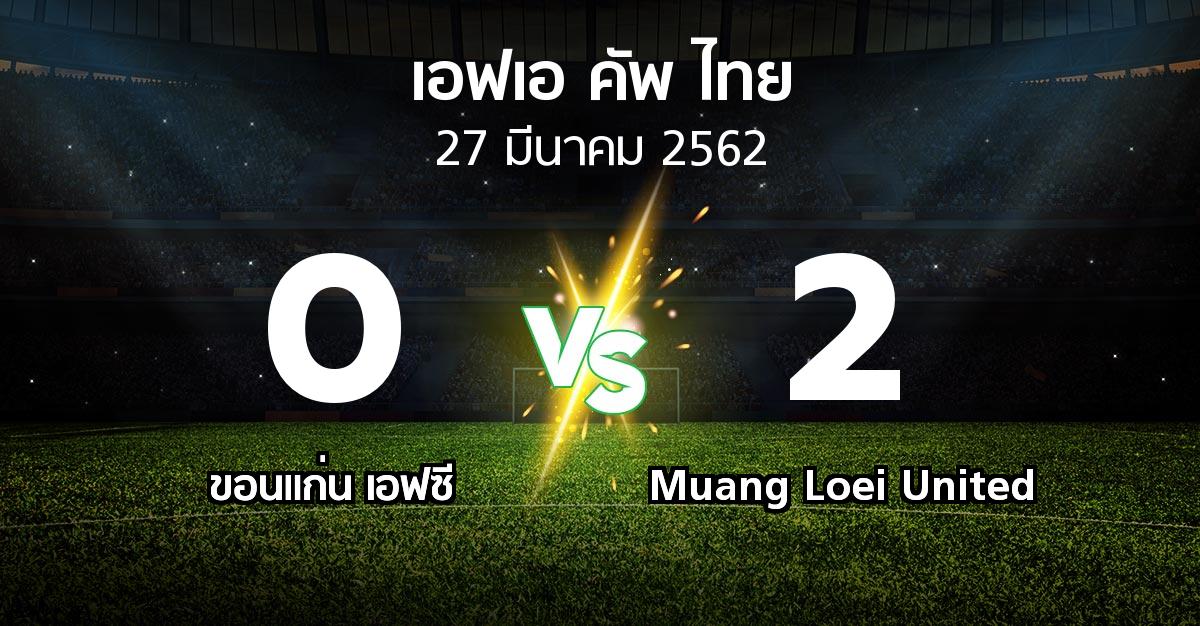 ผลบอล : ขอนแก่น เอฟซี vs Muang Loei United (ไทยเอฟเอคัพ 2019)