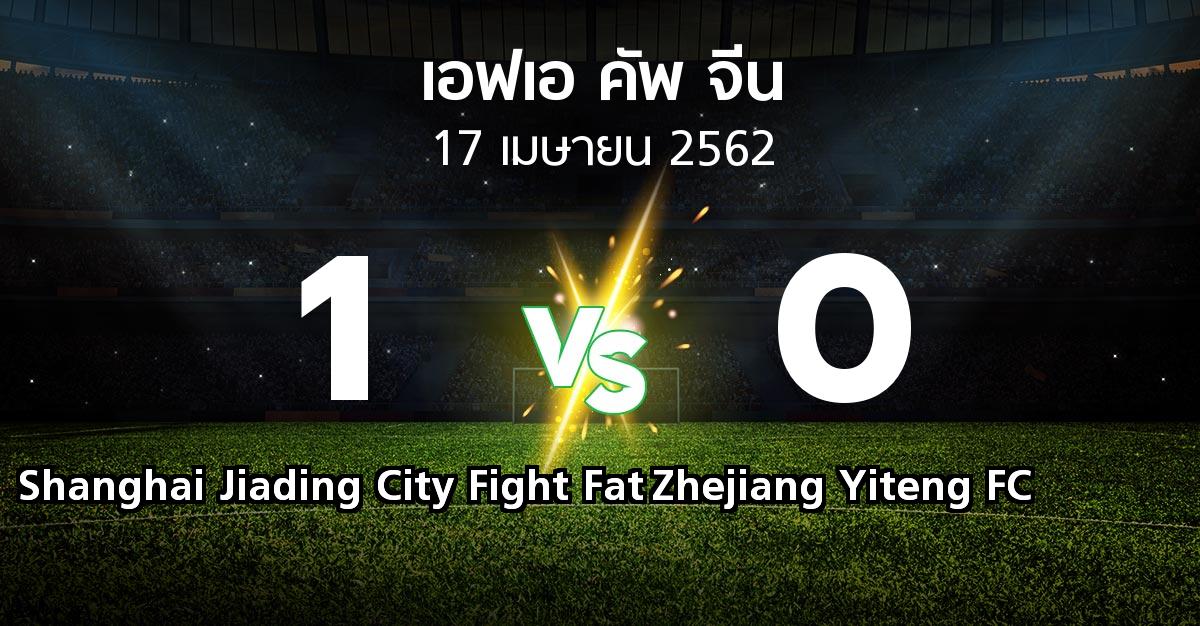 ผลบอล : Shanghai Jiading City Fight Fat vs Zhejiang Yiteng FC (เอฟเอ-คัพ-จีน 2019)
