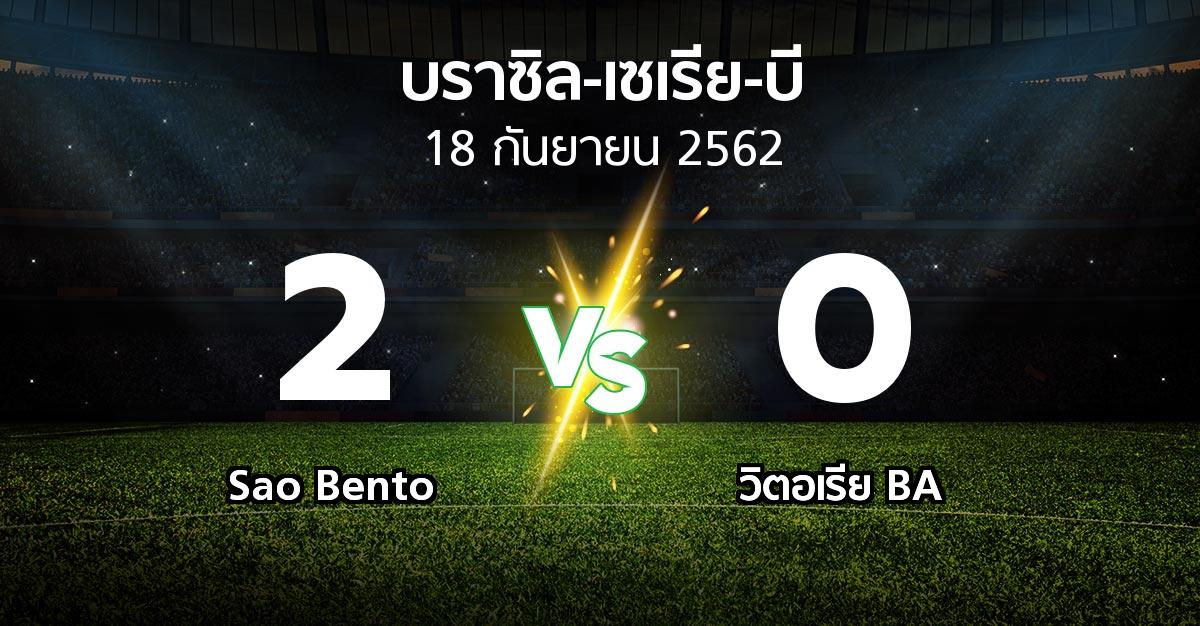 ผลบอล : Sao Bento vs วิตอเรีย BA (บราซิล-เซเรีย-บี 2019)