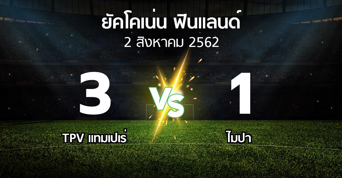 ผลบอล : TPV แทมเปเร่ vs ไมปา (ยัคโคเน่น-ฟินแลนด์ 2019)