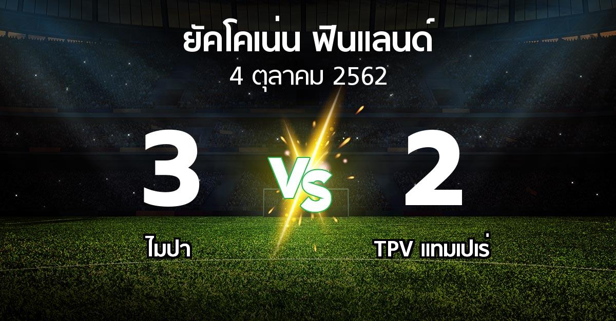 ผลบอล : ไมปา vs TPV แทมเปเร่ (ยัคโคเน่น-ฟินแลนด์ 2019)