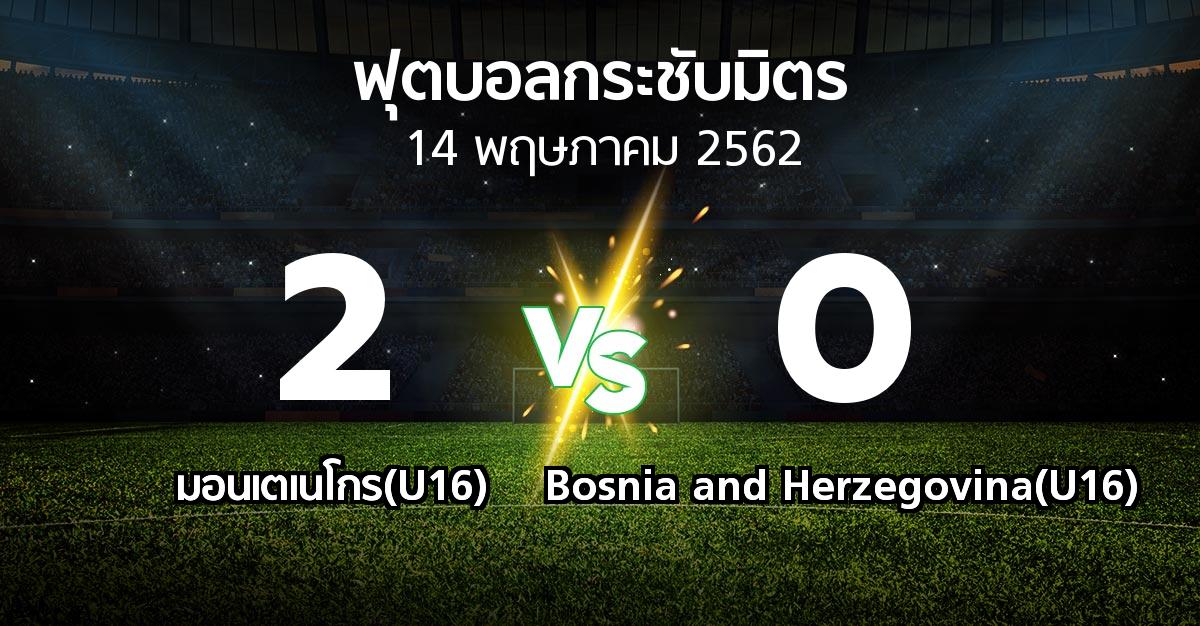 ผลบอล : มอนเตเนโกร(U16) vs Bosnia and Herzegovina(U16) (ฟุตบอลกระชับมิตร)