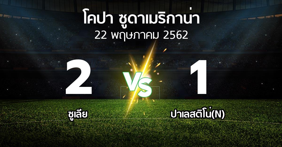 ผลบอล : ซูเลีย vs ปาเลสติโน่(N) (โคปา-ซูดาเมริกาน่า 2019)