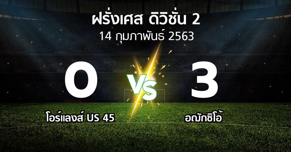 ผลบอล : โอร์แลงส์ US 45 vs อฌักซิโอ้  (ฝรั่งเศส-ดิวิชั่น-2 2019-2020)