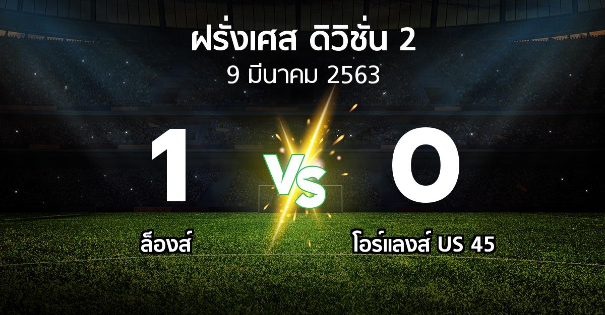 ผลบอล : ล็องส์ vs โอร์แลงส์ US 45 (ฝรั่งเศส-ดิวิชั่น-2 2019-2020)