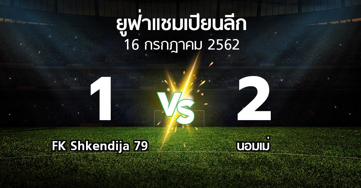 ผลบอล : FK Shkendija 79 vs นอมเม่ (ยูฟ่า แชมเปียนส์ลีก 2019-2020)