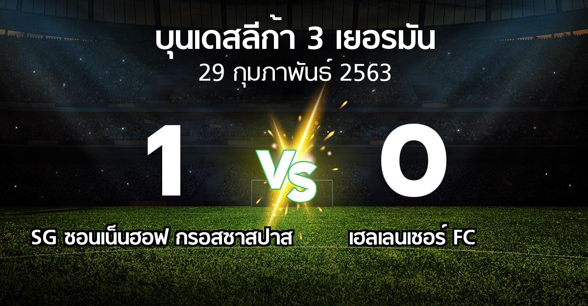 ผลบอล : SG ซอนเน็นฮอฟ กรอสซาสปาส vs เฮลเลนเชอร์ FC (บุนเดสลีก้า-3-เยอรมัน 2019-2020)