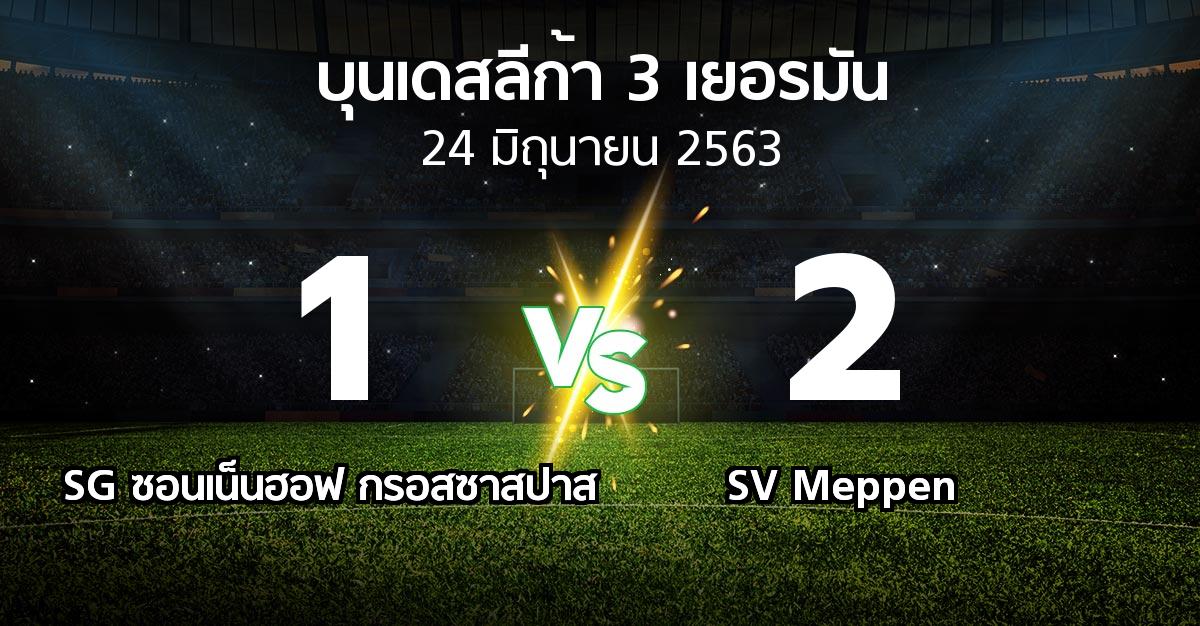 ผลบอล : SG ซอนเน็นฮอฟ กรอสซาสปาส vs SV Meppen (บุนเดสลีก้า-3-เยอรมัน 2019-2020)