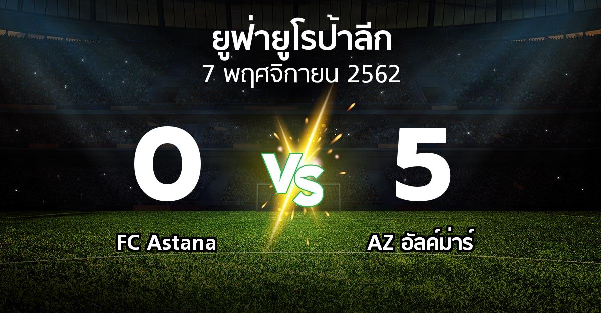 ผลบอล : FC Astana vs AZ อัลค์ม่าร์ (ยูฟ่า ยูโรป้าลีก 2019-2020)