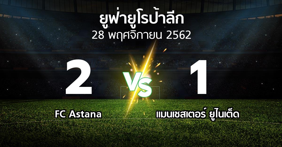 ผลบอล : FC Astana vs แมนฯ ยูไนเต็ด (ยูฟ่า ยูโรป้าลีก 2019-2020)