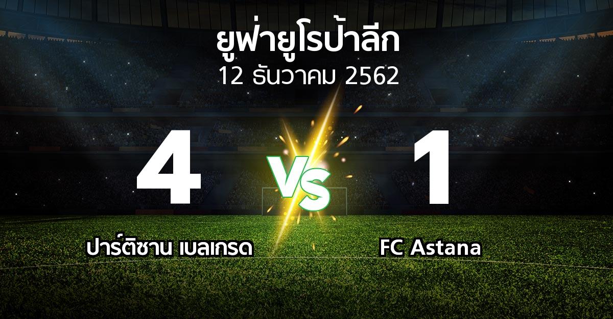 ผลบอล : ปาร์ติซานฯ vs FC Astana (ยูฟ่า ยูโรป้าลีก 2019-2020)