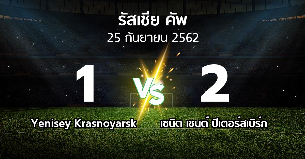 ผลบอล : Yenisey Krasnoyarsk vs เซนิต เซนต์ ปีเตอร์สเบิร์ก (รัสเซีย-คัพ 2019-2020)