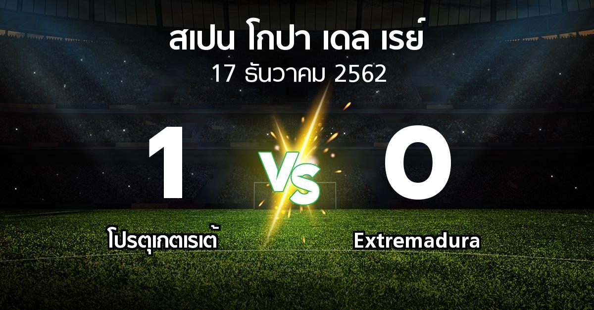 ผลบอล : โปรตุเกตเรเต้ vs Extremadura (สเปน-โกปาเดลเรย์ 2019-2020)