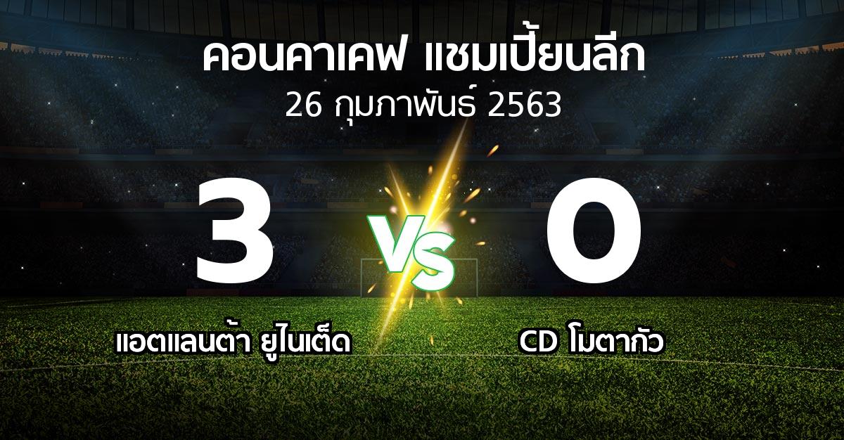 ผลบอล : แอตแลนต้า ยูไนเต็ด vs CD โมตากัว (คอนคาเคฟ-แชมเปี้ยนลีก 2020)