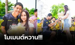 สุขสมหวัง! "ปกเกล้า" เซอร์ไพรส์ขอ "น้องพลอย" แฟนสาวแต่งกลางสนามบอล (ภาพ)