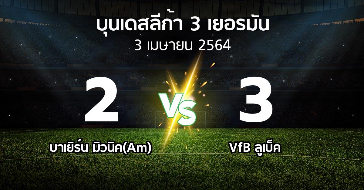 ผลบอล : บาเยิร์น มิวนิค(Am) vs VfB ลูเบ็ค (บุนเดสลีก้า-3-เยอรมัน 2020-2021)