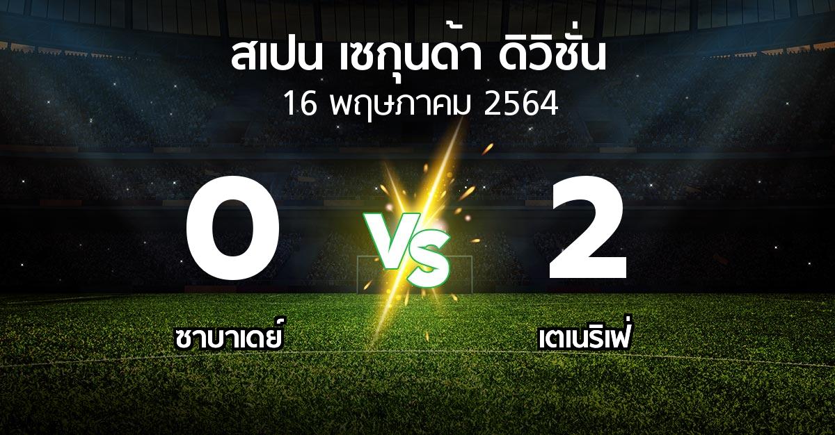 ผลบอล : ซาบาเดย์ vs เตเนริเฟ่ (สเปน-เซกุนด้า-ดิวิชั่น 2020-2021)